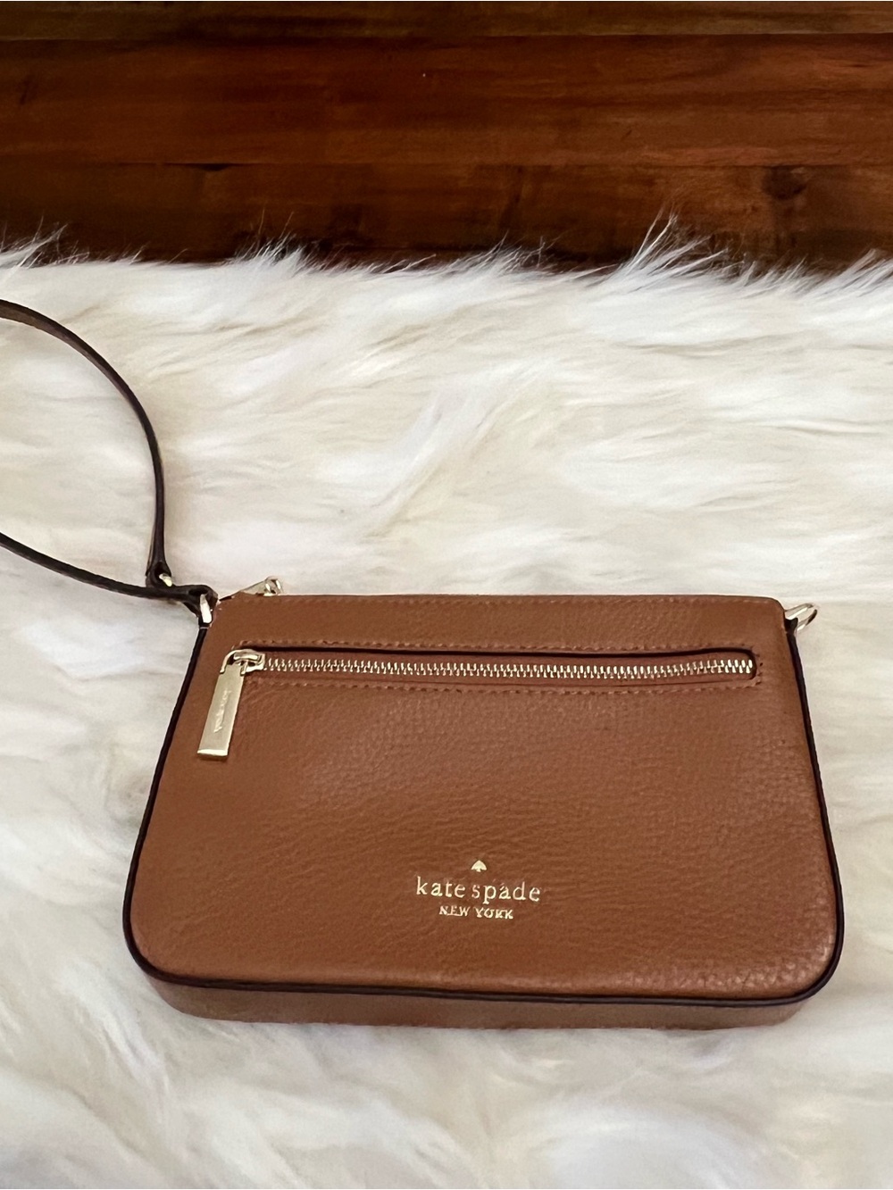 Kate Spade Leila Convertible Wristlet Pebbled Leather Gingerbread Brown Gold HW - Picture 5 of 6